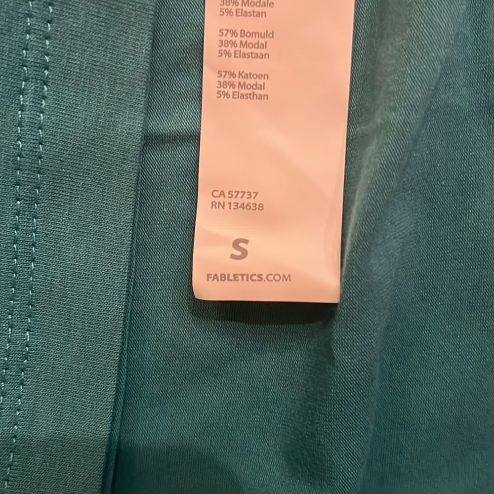 Fabletics Short Sleeve Boxy Polo Cropped Top in Dark Teal Size S - Picture 6 of 9